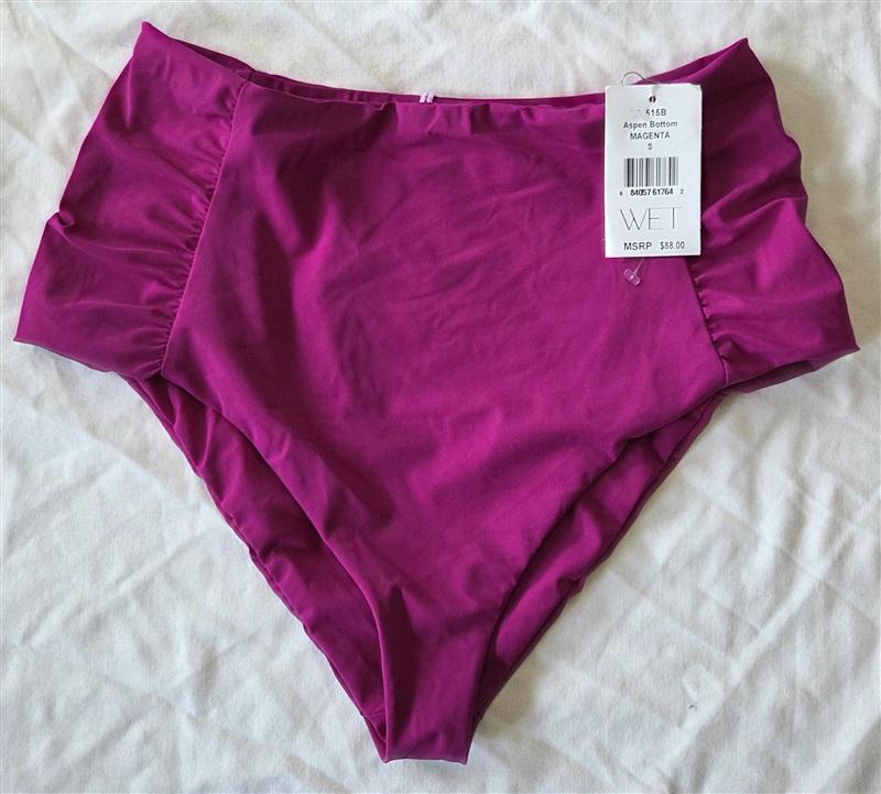 NWT Wet LA Small Aspen Hi Rise Swim Bikini Bottom Magenta 132984