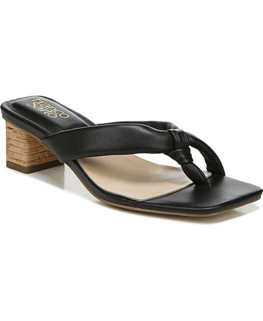 NEW Franco Sarto 9 Black Cork Heel Thong Sandals 132990