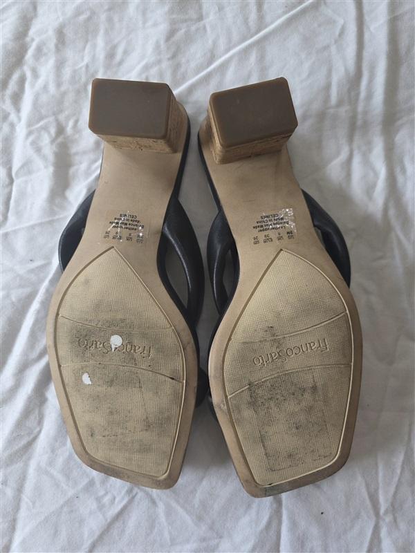 NEW Franco Sarto 9 Black Cork Heel Thong Sandals 132990