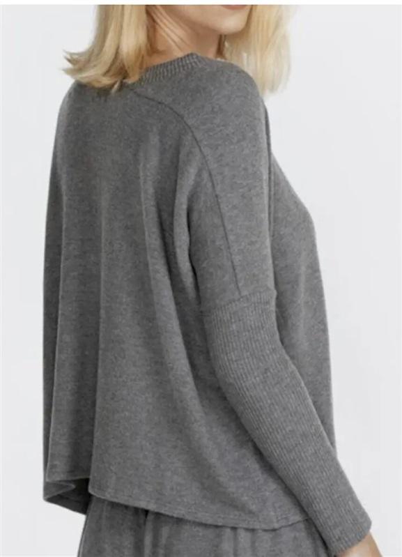 NWT Calme XS Sweater Tunnel Drawstring Crop Gray 132992