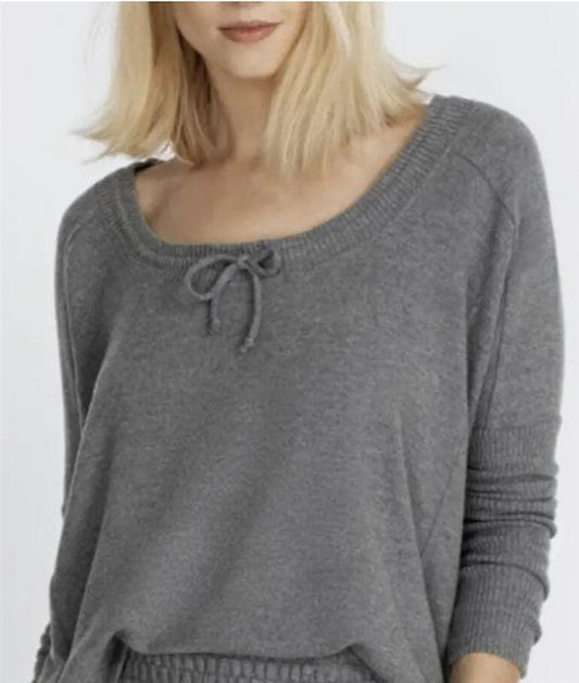 NWT Calme XS Sweater Tunnel Drawstring Crop Gray 132992