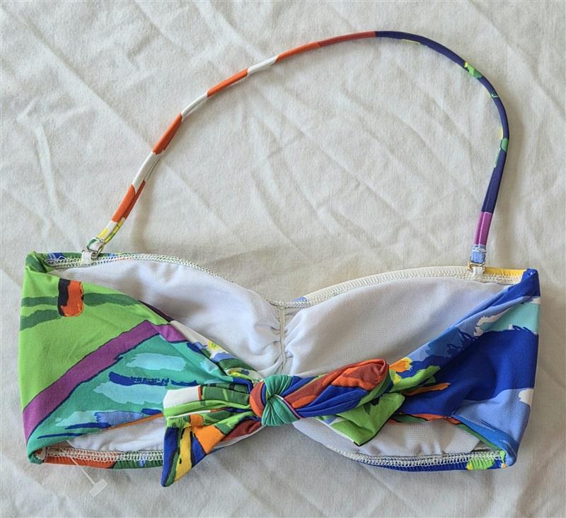 NWT Ralph Lauren S Beach Club Blue Tropical Bandeau Bikini Swim Top 132911