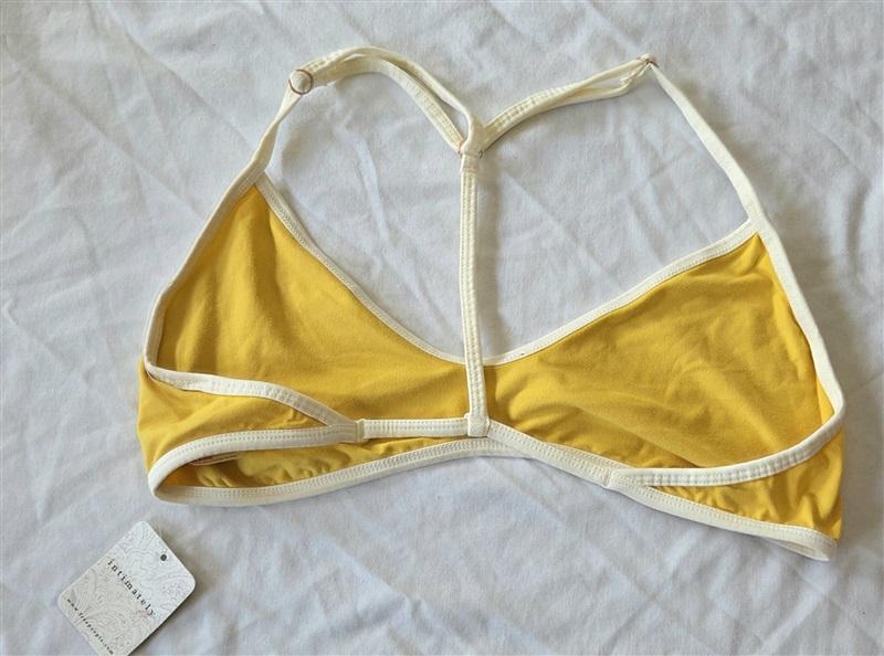 NWT Intimately Free People L Yellow White Color Block T Back Bralette 132724