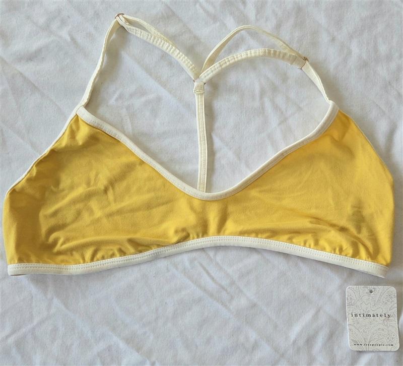 NWT Intimately Free People L Yellow White Color Block T Back Bralette 132724