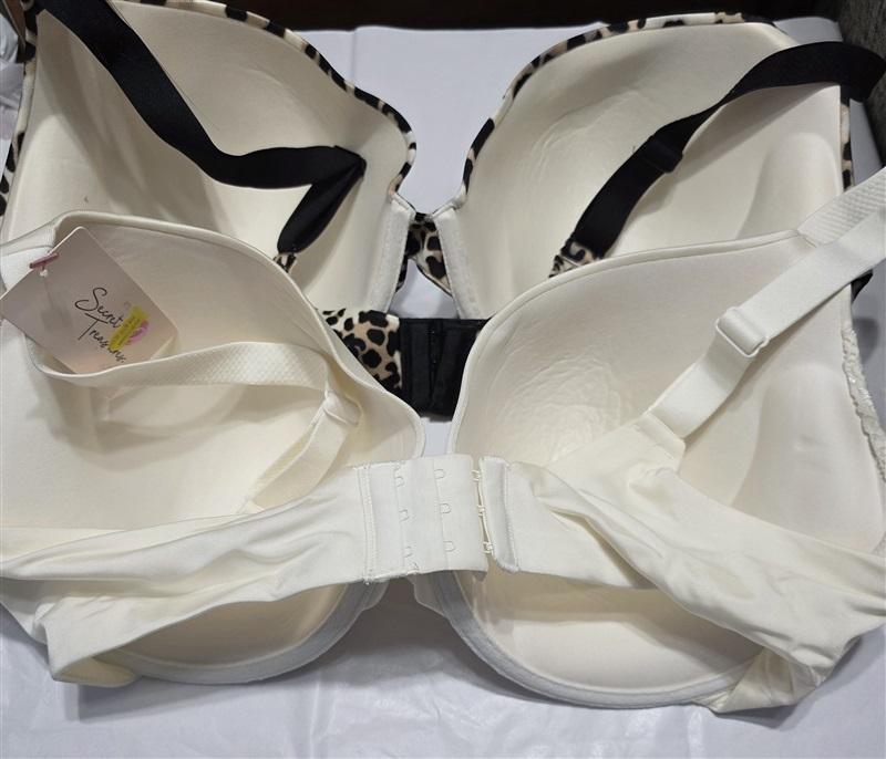 NWT 2 Secret Treasures 40DDD Lifting Plunge Bra Ivory & Animal 132997