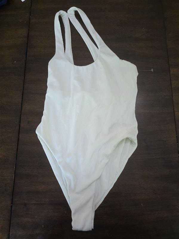 NWT L Space 12 Cream Ribbed Phoebe Cut Out 1PC Swimsuit 133000