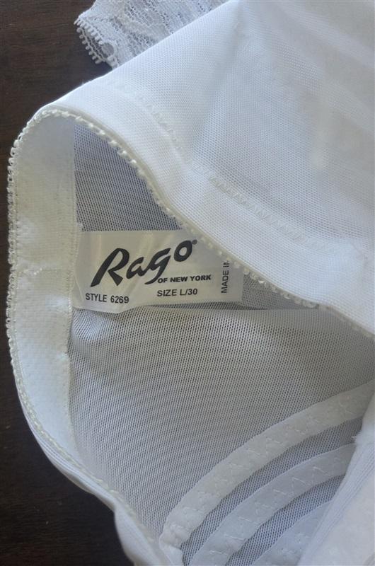 NWT Rago Large Capri Pant Liner Power Mesh Fabric Extra Firm 6269 White 133001