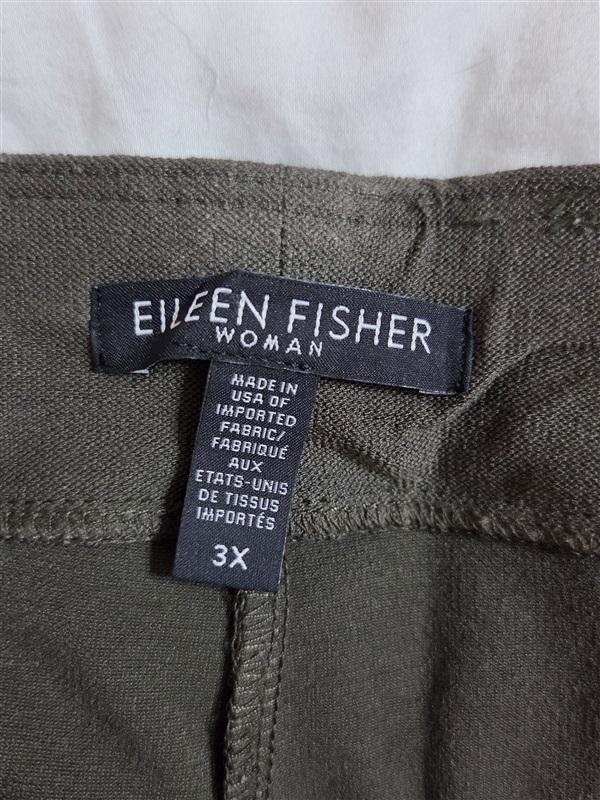 NWOT Eileen Fisher 3X Skinny Straight Stretch Pull On Pants Olive Green 133004