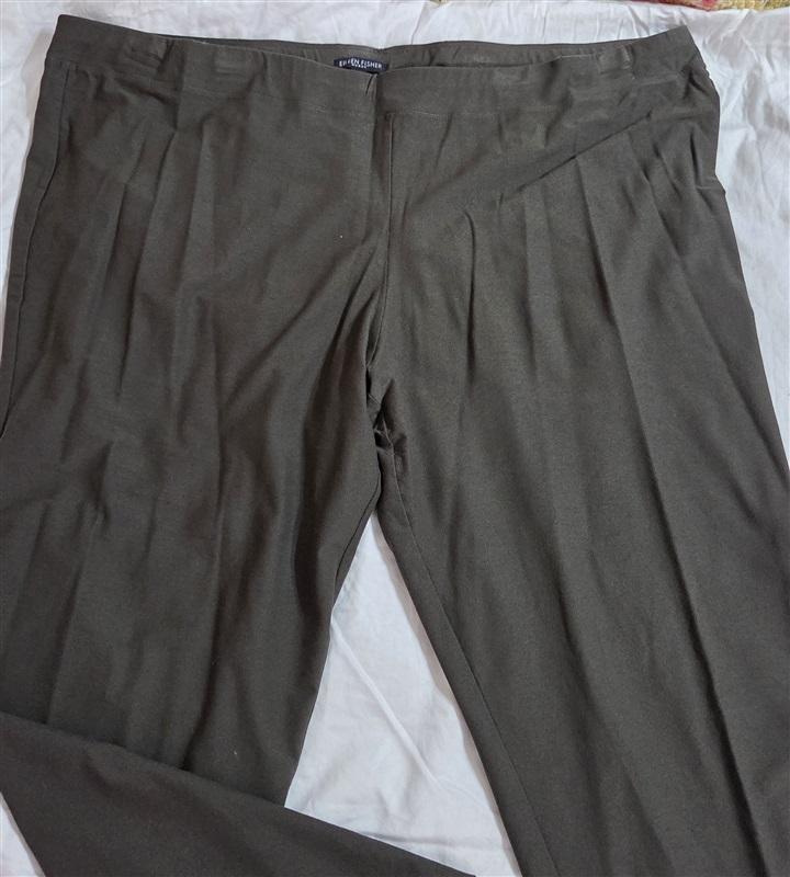 NWOT Eileen Fisher 3X Skinny Straight Stretch Pull On Pants Olive Green 133004