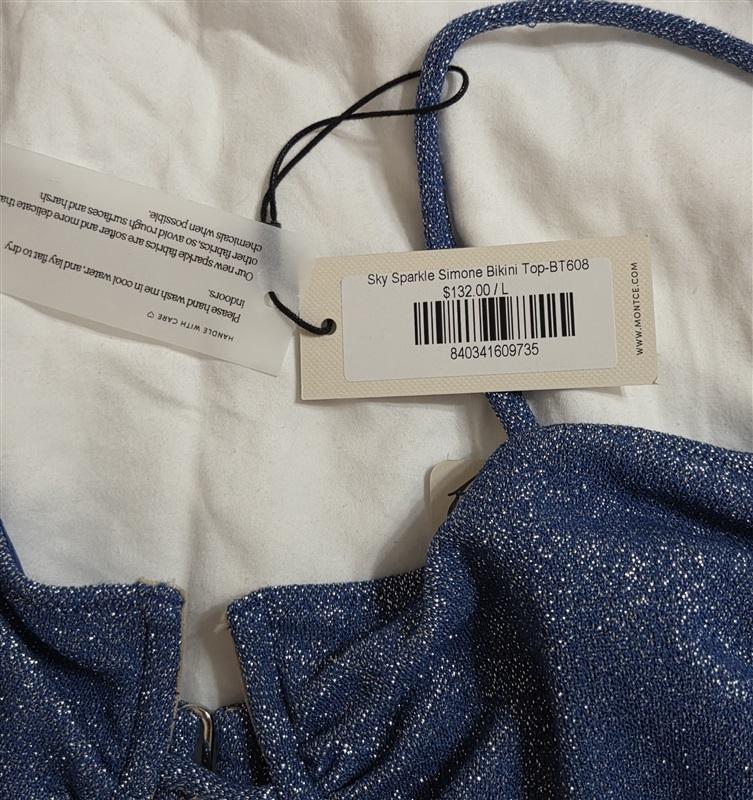 NWT FP Movement Montce LG Underwire Bikini Swim Top Blue Sparkle 133007