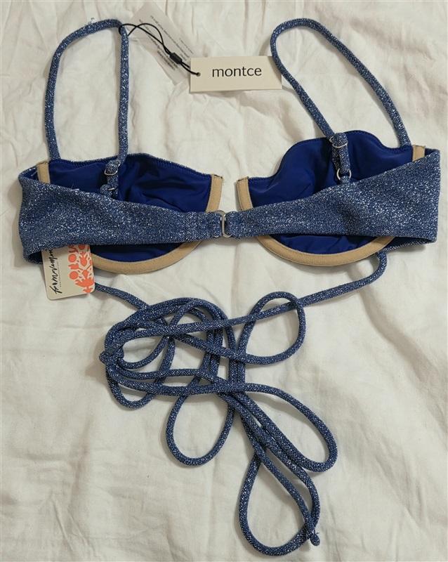 NWT FP Movement Montce LG Underwire Bikini Swim Top Blue Sparkle 133007