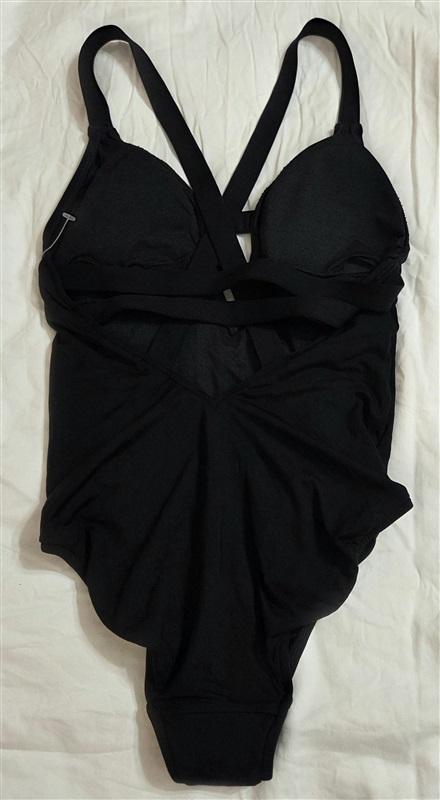 NWT Seafolly Collective 6 USA Black Deep V-Neck 1PC Swimsuit 133008