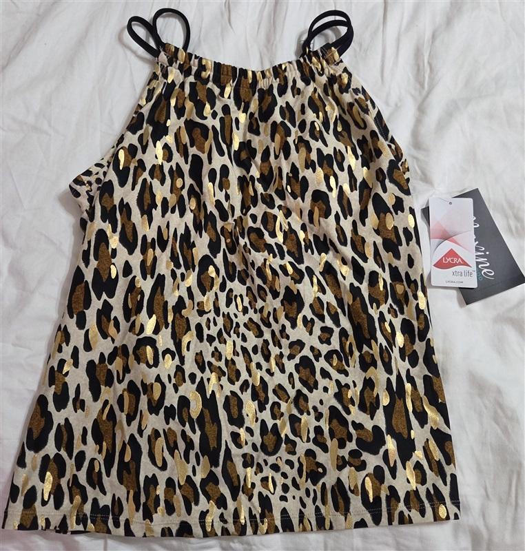 NWT Maxine Of Hollywood 10 Jungle Cat Animal Print Hi Neck Tankini Top 133011