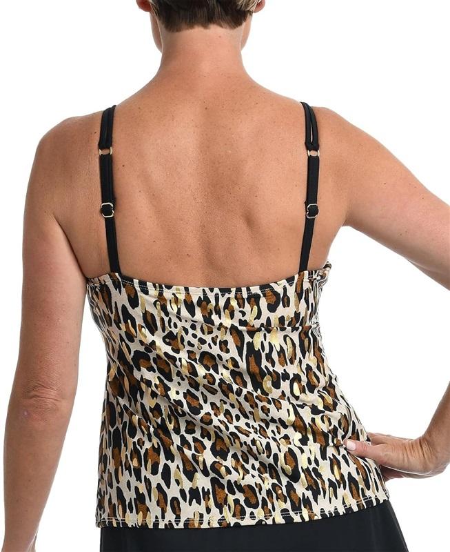 NWT Maxine Of Hollywood 10 Jungle Cat Animal Print Hi Neck Tankini Top 133011