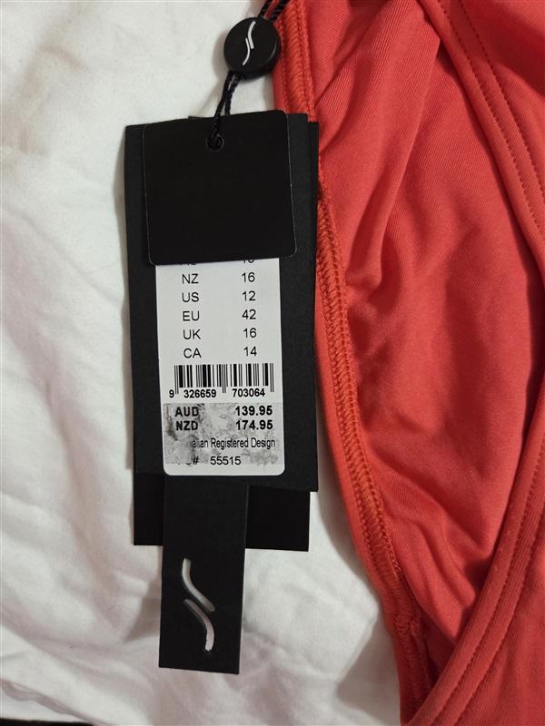 NWT JETS Jessika Allen 12 USA Square Neck 1pc Flamingo Red Swimsuit 133015