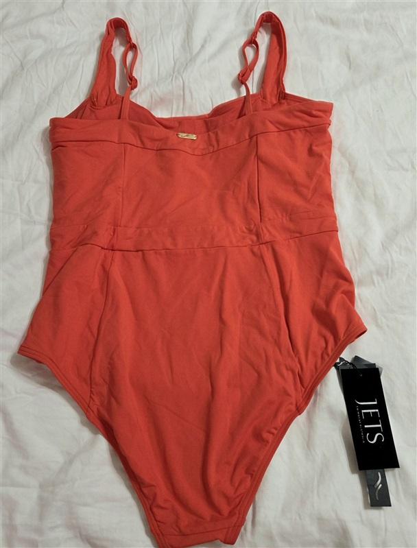 NWT JETS Jessika Allen 12 USA Square Neck 1pc Flamingo Red Swimsuit 133015