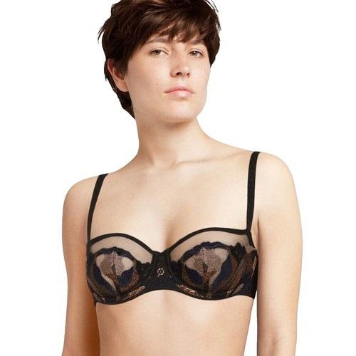 NWOT Chantelle 32B 12N1 MIDNIGHT FLOWERS UNDERWIRE BRA Black 133018