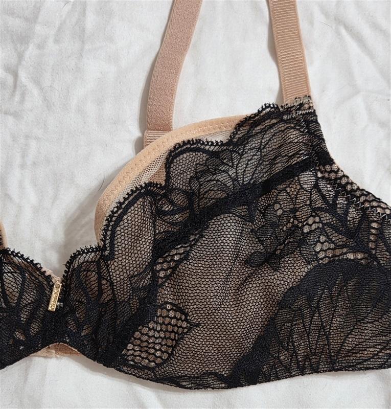 NWOT Chantelle 32B 12N1 MIDNIGHT FLOWERS UNDERWIRE BRA Black 133018