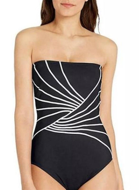 NWT Gottex Boston Proper Essentials 8 Square Neck Black 1PC Swimsuit 133019