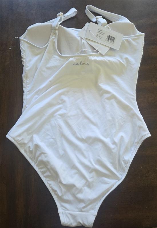 NWT Calme XXL 1 Pc Maillot Square Neck Tank Swimsuit White 133020