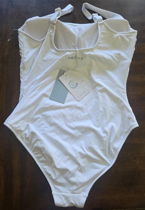 NWT Calme XXL 1 Pc Maillot Square Neck Tank Swimsuit White 133020