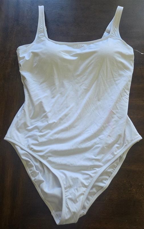 NWT Calme XXL 1 Pc Maillot Square Neck Tank Swimsuit White 133020
