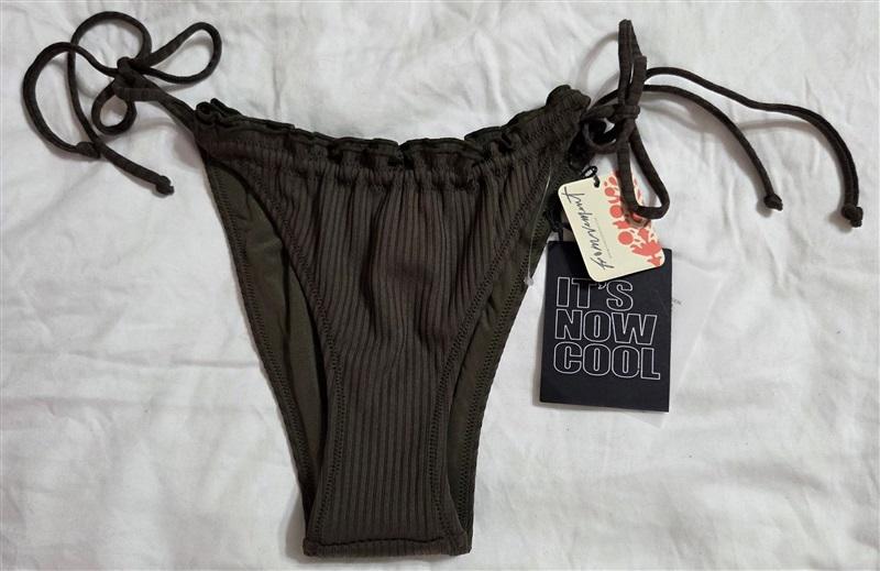 NWT Free People Movement M Its Now Cool Green 90's Tie Side Bikini Bottom 133026