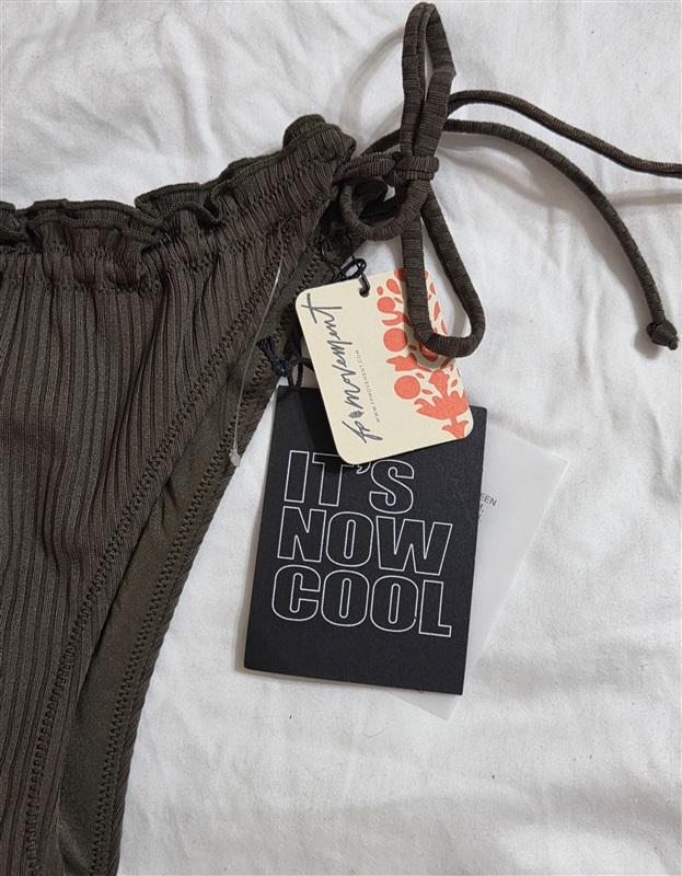 NWT Free People Movement M Its Now Cool Green 90's Tie Side Bikini Bottom 133026