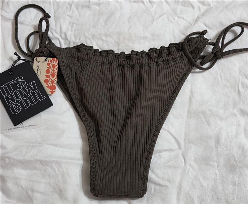 NWT Free People Movement M Its Now Cool Green 90's Tie Side Bikini Bottom 133026