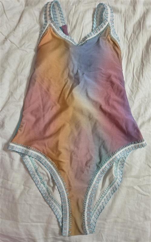 NWT Pilyq Platinum M Golden Hour Rainbow Crochet Trim 1PC SwimSuit 133027
