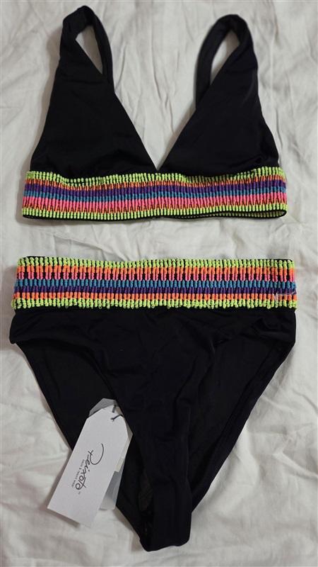 NWT Peixoto S Charlie Rainbow V-Neck Triangle Bikini Swim Top & Bottom 133028