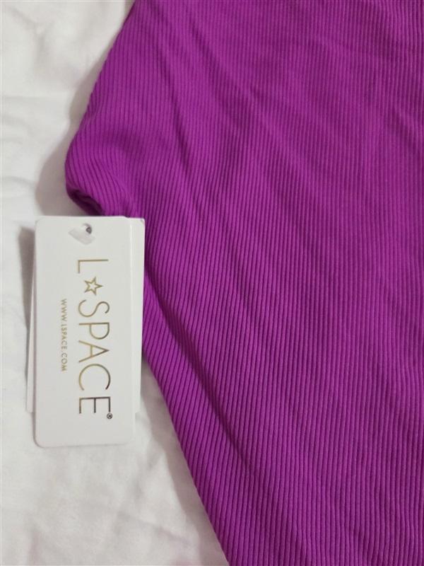 NWOT L Space 6 PIT Ribbed Phoebe Cut Out Purple 1PC Swimsuit 133029