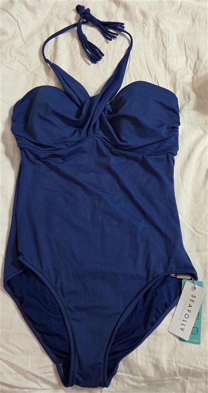 NWT Seafolly 10 US Easy Fit C/D Cup Bandeau Multi-Way 1PC Swimsuit 133030
