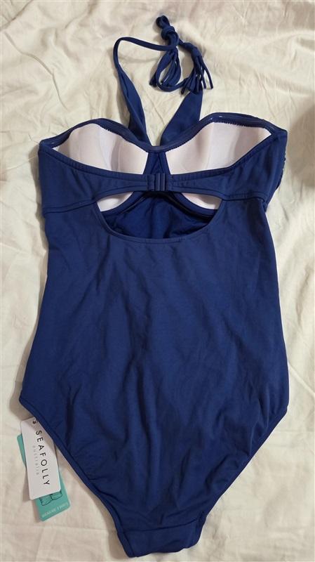 NWT Seafolly 10 US Easy Fit C/D Cup Bandeau Multi-Way 1PC Swimsuit 133030