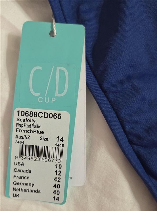 NWT Seafolly 10 US Easy Fit C/D Cup Bandeau Multi-Way 1PC Swimsuit 133030