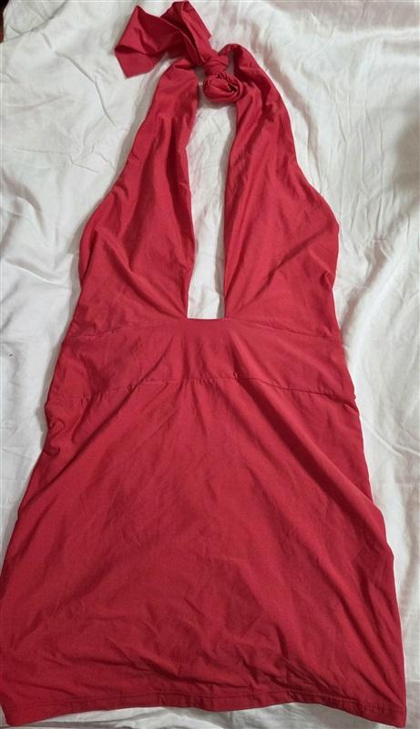 NWT PilyQ M/L Alex Red Deep V Tankini Dress 1PC Swimsuit 133036