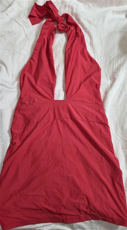 NWT PilyQ M/L Alex Red Deep V Tankini Dress 1PC Swimsuit 133036