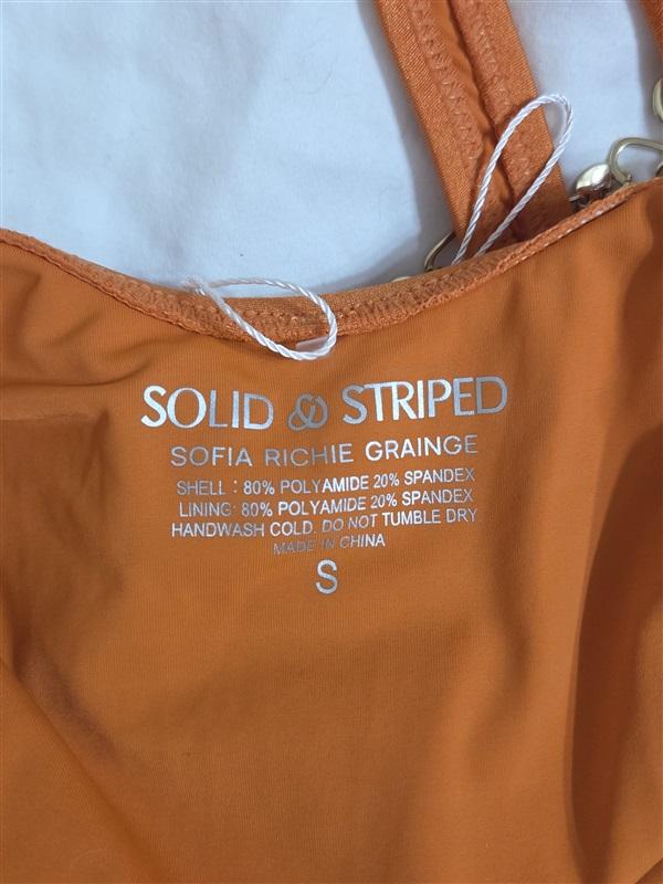 NWT Solid & Striped S Zoya Sofia Richie Grainge Orange Gold Chain Swim 133037
