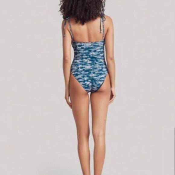 NWT Faherty X Onia Small Shibori Blue White Shoulder Tie-dye One Piece 133038