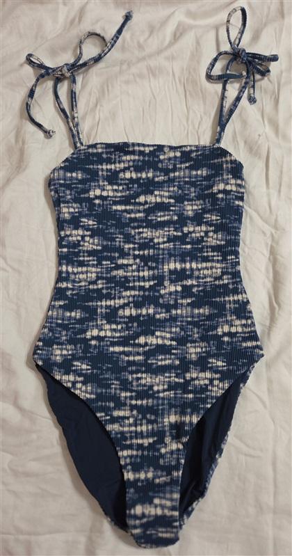 NWT Faherty X Onia Small Shibori Blue White Shoulder Tie-dye One Piece 133038