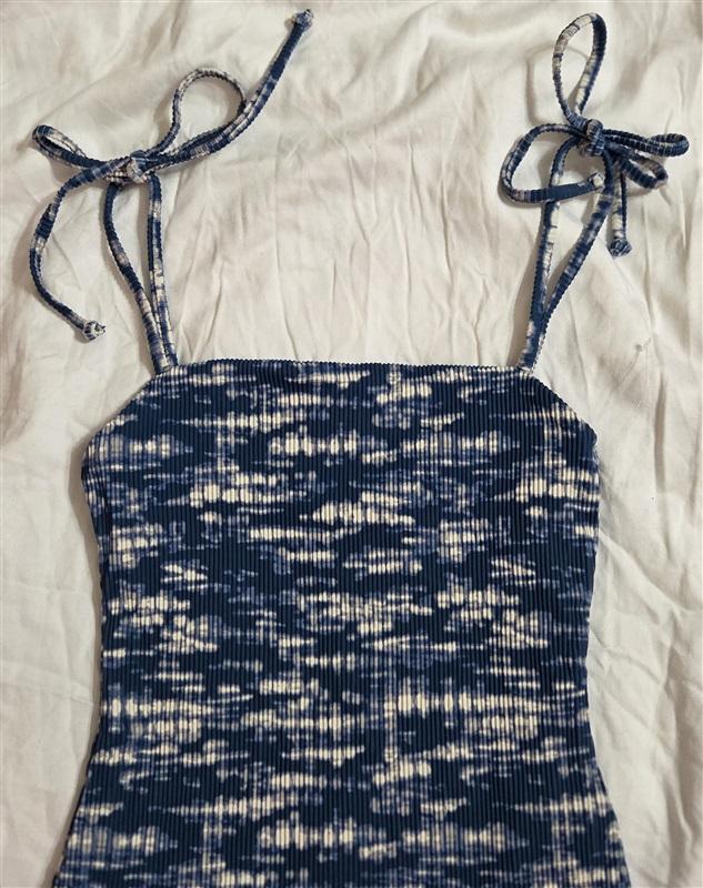 NWT Faherty X Onia Small Shibori Blue White Shoulder Tie-dye One Piece 133038