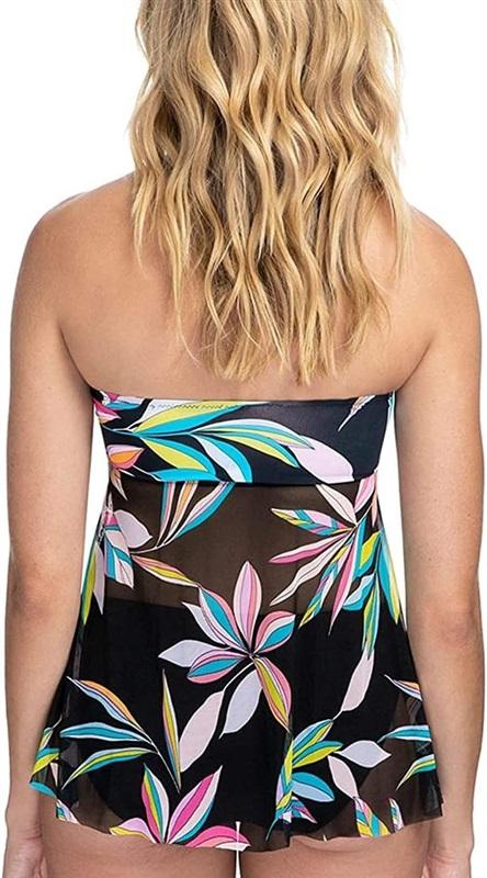 NWT Gottex Profile 12 Floral Flyaway Tankini Top Black 133045