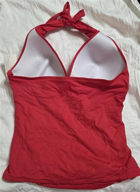 NWT La Blanca 6 Island Goddess Halter Tankini Top Swimsuit Top Red FLA 133048