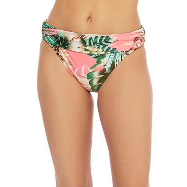 NWT La Blanca Tropical Rain 8 Coral Palm Banded Bikini Swim Bottoms 133049
