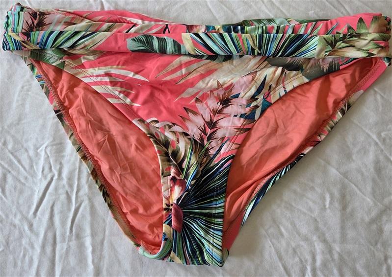 NWT La Blanca Tropical Rain 8 Coral Palm Banded Bikini Swim Bottoms 133049
