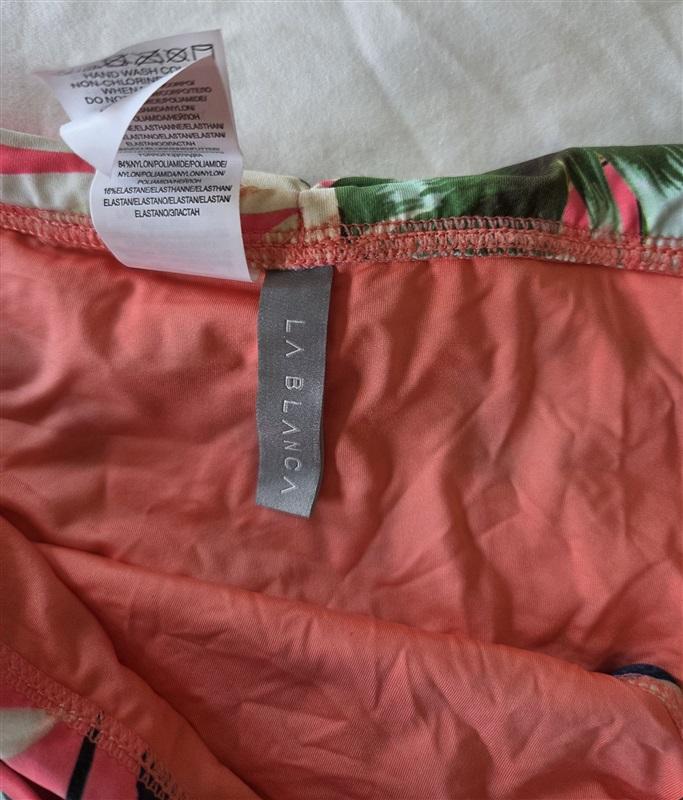 NWT La Blanca Tropical Rain 8 Coral Palm Banded Bikini Swim Bottoms 133049