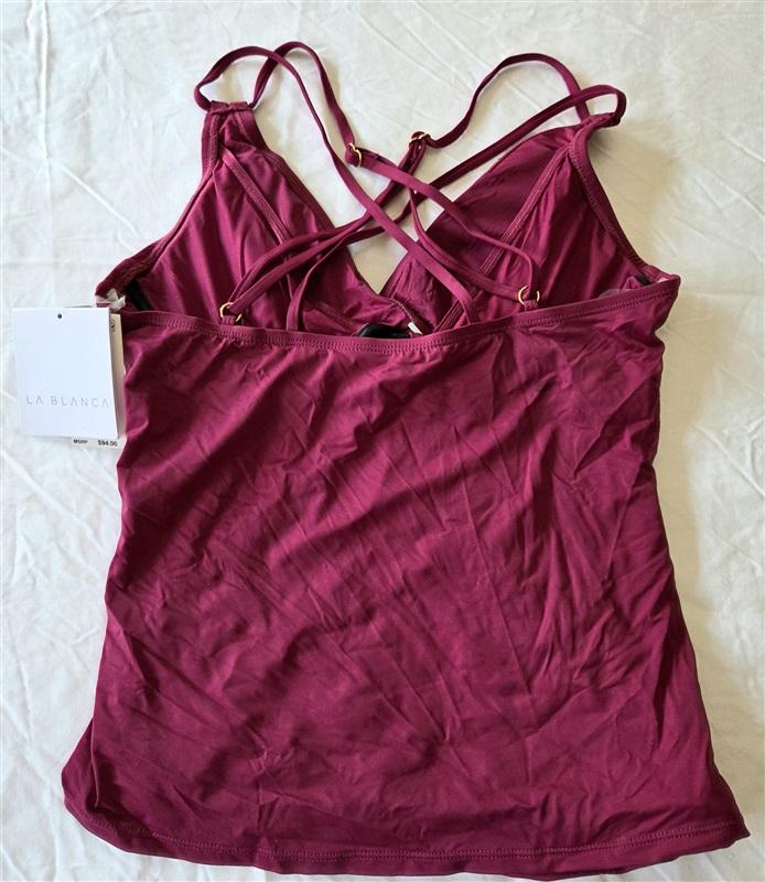 NWT La Blanca 8 Island Goddess Underwire Tankini Swimsuit Wine 133050