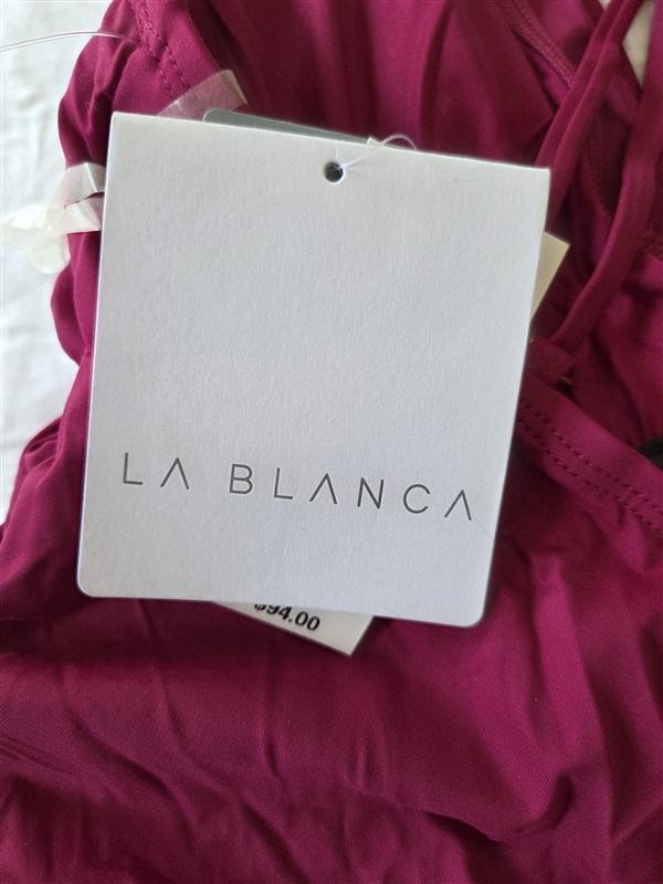 NWT La Blanca 8 Island Goddess Underwire Tankini Swimsuit Wine 133050