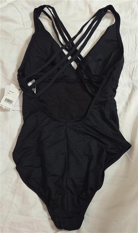 NWT La Blanca 8 Island Goddess Strappy Back 1PC Swimsuit Black 133054