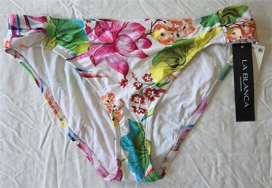NWT La Blanca 14 Tropical Floral Hipster Bikini Swim Bottom 133061
